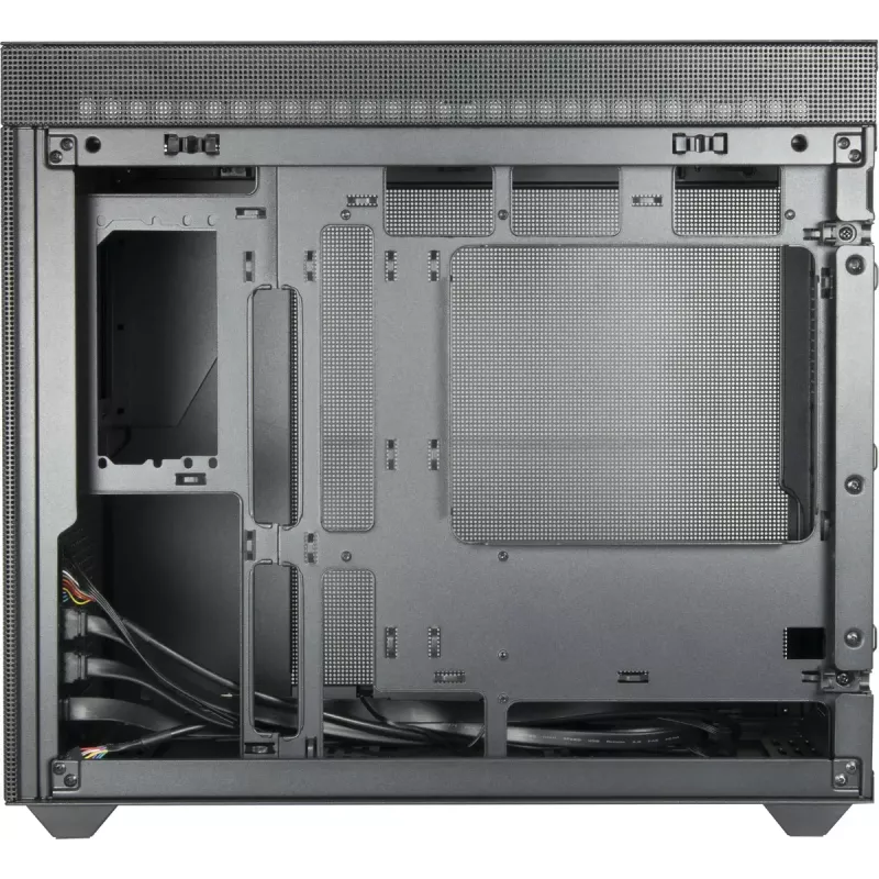 PC mini-tower-behuizing INTER-TECH IM-2 Expander, Mini-ITX/Micro ATX, ondersteunt ATX/SFX-voedingen, 2,5 inch- en 3,5 inch-drives, front/top-ventilator 120/140 mm, zwart