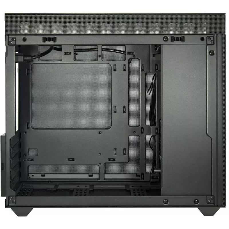 PC mini-tower-behuizing INTER-TECH IM-2 Expander, Mini-ITX/Micro ATX, ondersteunt ATX/SFX-voedingen, 2,5 inch- en 3,5 inch-drives, front/top-ventilator 120/140 mm, zwart