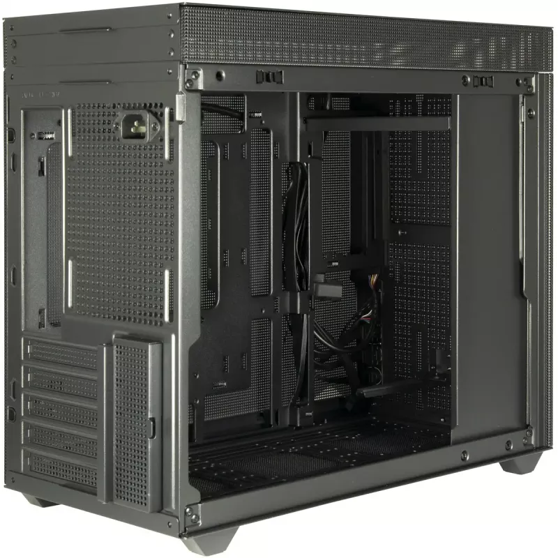 PC mini-tower-behuizing INTER-TECH IM-2 Expander, Mini-ITX/Micro ATX, ondersteunt ATX/SFX-voedingen, 2,5 inch- en 3,5 inch-drives, front/top-ventilator 120/140 mm, zwart