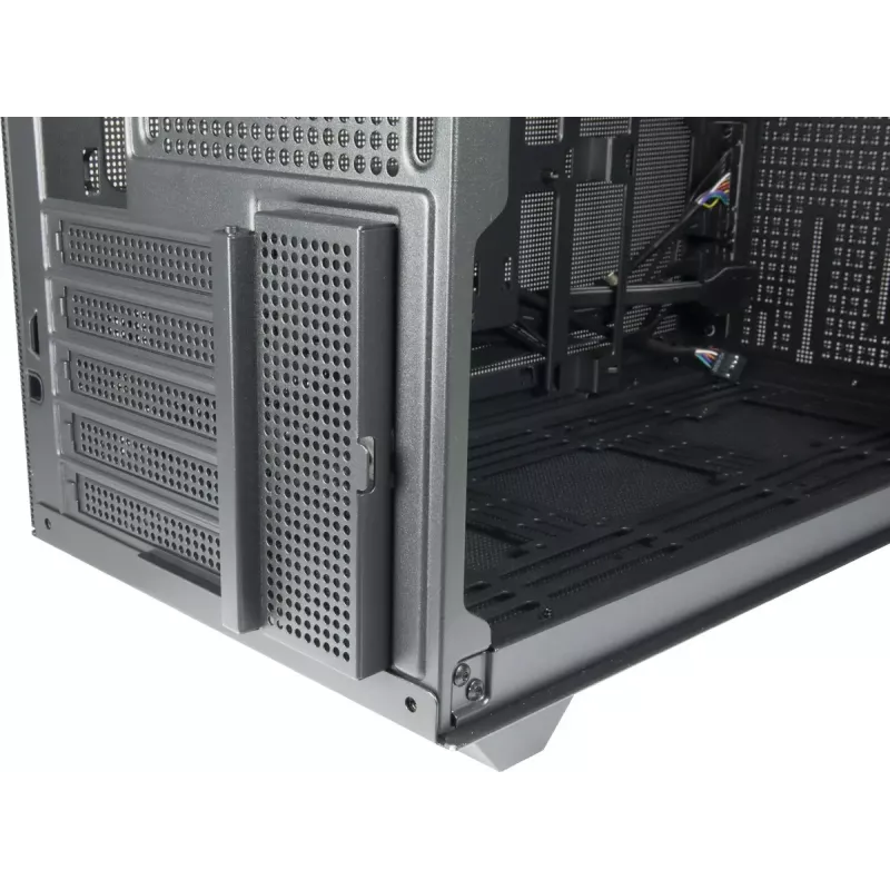 PC mini-tower-behuizing INTER-TECH IM-2 Expander, Mini-ITX/Micro ATX, ondersteunt ATX/SFX-voedingen, 2,5 inch- en 3,5 inch-drives, front/top-ventilator 120/140 mm, zwart