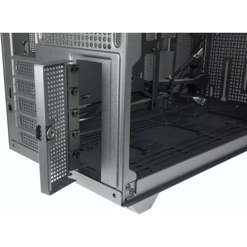 PC mini-tower-behuizing INTER-TECH IM-2 Expander, Mini-ITX/Micro ATX, ondersteunt ATX/SFX-voedingen, 2,5 inch- en 3,5 inch-drives, front/top-ventilator 120/140 mm, zwart