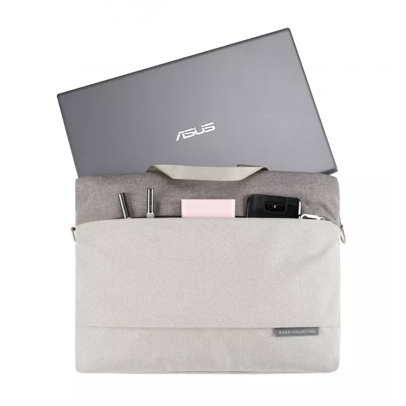 ASUS EOS 2 Carry Bag laptophoes 15,6 inch (39,6 cm), polyester, waterafstotend, schouderband, 0,48 kg, grijs