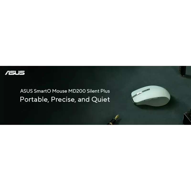 Muis ASUS SmartO MD200 Silent Plus – dubbelhandig RF draadloos + Bluetooth, optisch 4200 DPI, 6 toetsen, groen