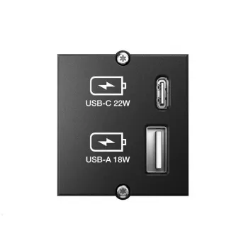Stopcontactmodule USB-A + USB-C Bachmann 917.227 zwart IP20 250V