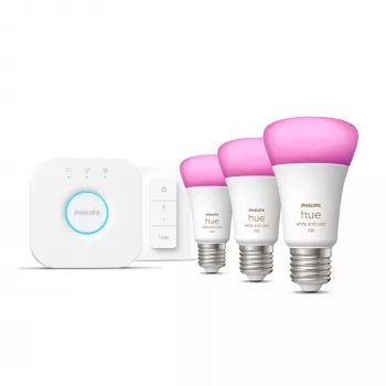 Smart-Lighting-Kit Philips Hue White and Colour Ambience Starterset – 3× E27 11W-lampen, Bluetooth/Zigbee, dimmer