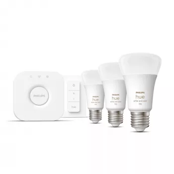 Smart-Lighting-Kit Philips Hue White and Colour Ambience Starterset – 3× E27 11W-lampen, Bluetooth/Zigbee, dimmer