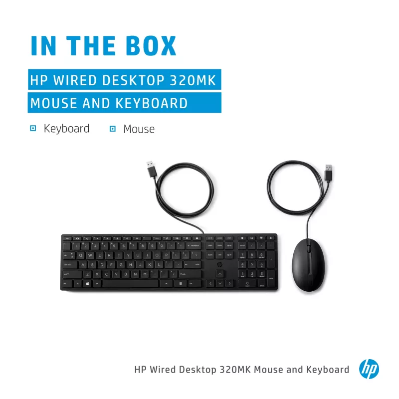 Bedraad toetsenbord- en muisset HP Wired Desktop 320MK