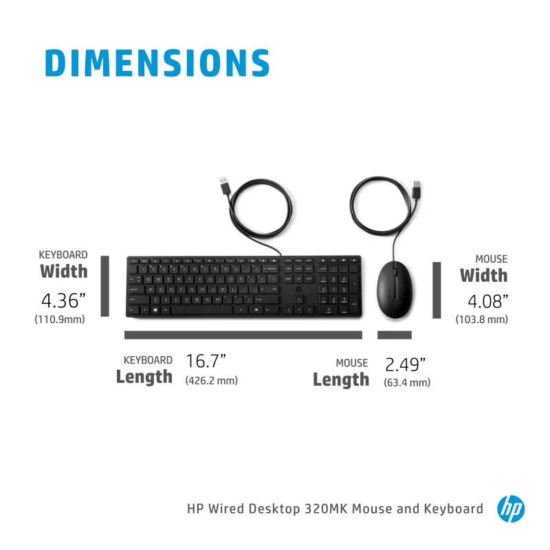 Bedraad toetsenbord- en muisset HP Wired Desktop 320MK