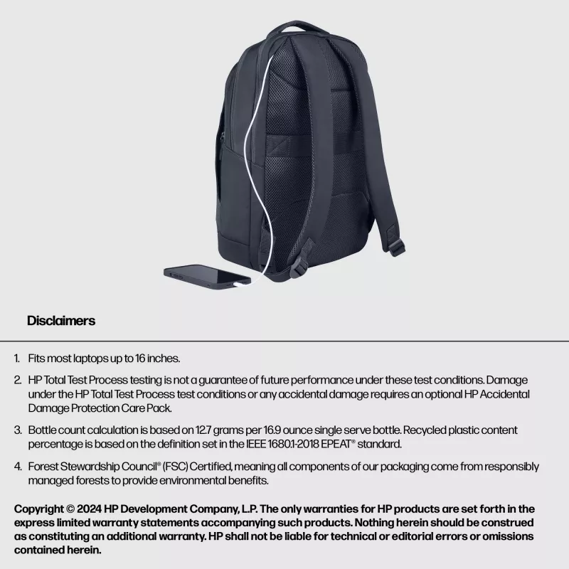 HP Everyday 16 inch laptoprugzak, rugzak, 40,9 cm (16,1 inch), 570 g