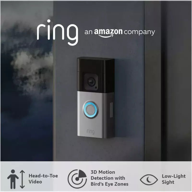 Video-intercom RING B0B2BNM4PV — draadloos, max. 1920×1080 video, nikkelafwerking, Wi-Fi (802.11b/g/n/ax)