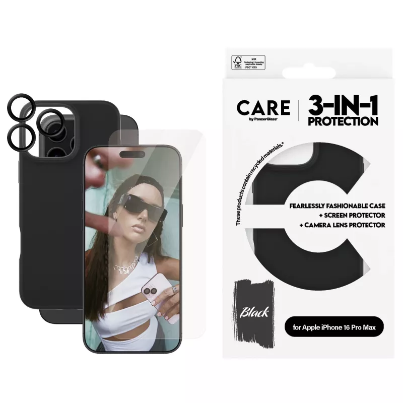 3-in-1 bundel PanzerGlass CARE by Fashion iPhone 16 Pro Max