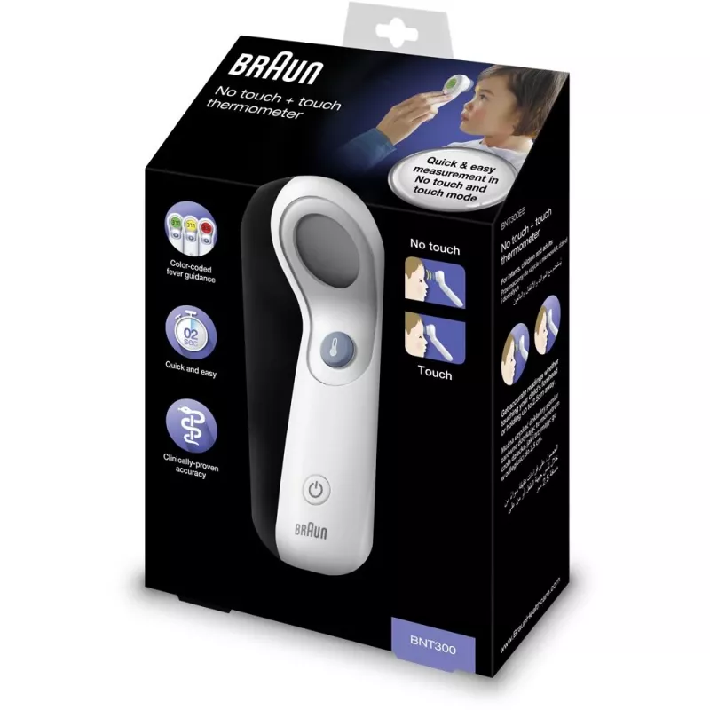 Braun BNT300WE digitale lichaamsthermometer afstandssensorthermometer wit voorhoofd knoppen