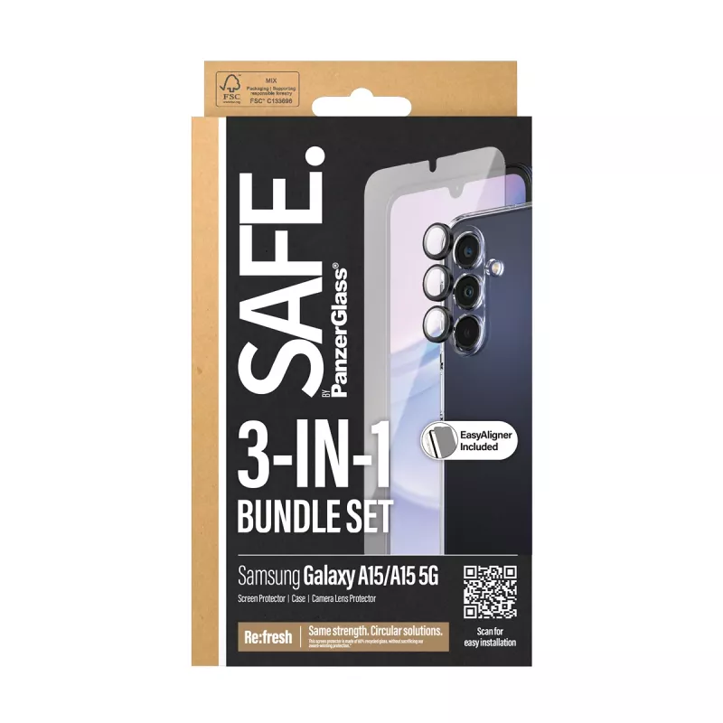 PanzerGlass SAFE. by ® 3-in-1 beschermpakket Samsung Galaxy A15 | A15 5G