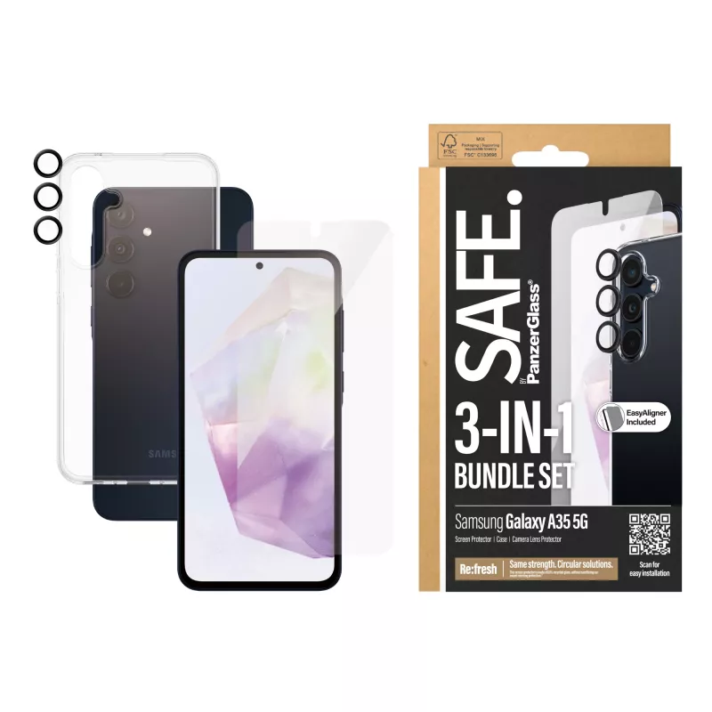 PanzerGlass SAFE. by ® 3-in-1 beschermpakket Samsung Galaxy A35 5G