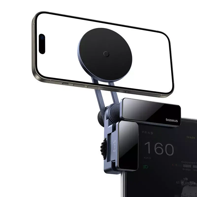Magnetische auto-beeldschermhouder Baseus MaxView grijs voor smartphone- en tabletbevestiging op het voertuigdisplay
