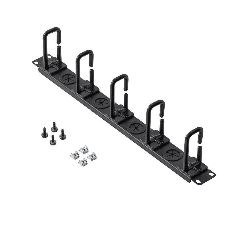StarTech.com 1U 19 inch kabelmanagement-organizer – D-ring haken netwerk-/serverrack kabelmanager – horizontaal kabelpaneel voor datacenters met doorvoergaten, incl. montagemateriaal – EIA/ECA-310-E