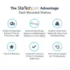 StarTech.com 2HE serverrack-legbord – universeel rackmontage-uitlegbord voor 19 inch netwerkapparatuurrack & -kast – hoogbelastbaar staal – draagvermogen 20 kg – 400 mm diep bord, zwart