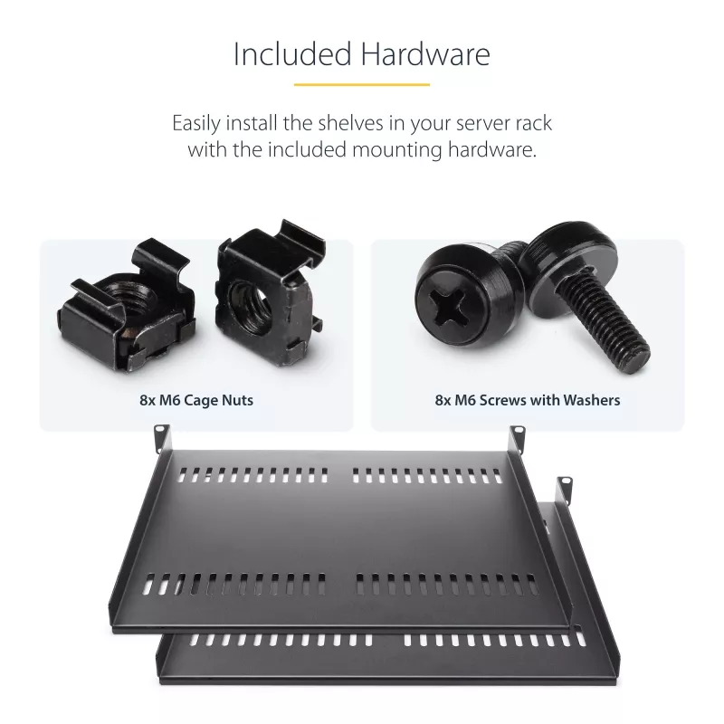 StarTech.com CABSHELF116V2PK 2-pack 1U geventileerde rackplanken, 16 inch diep