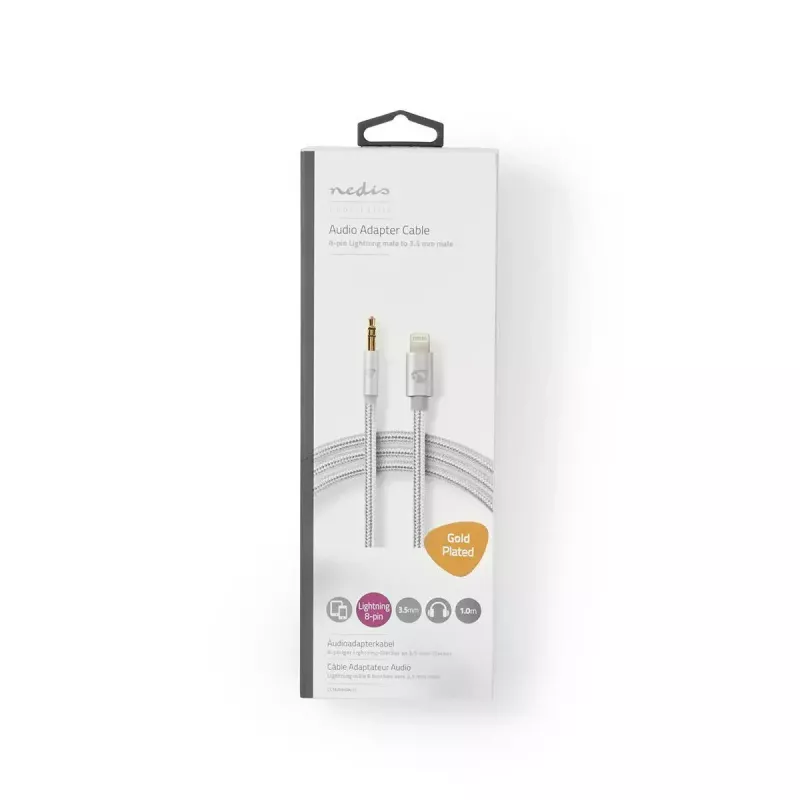 Nedis CCTB39940AL10 Lightning-kabel 1m aluminium 3,5-mm-aansluiting