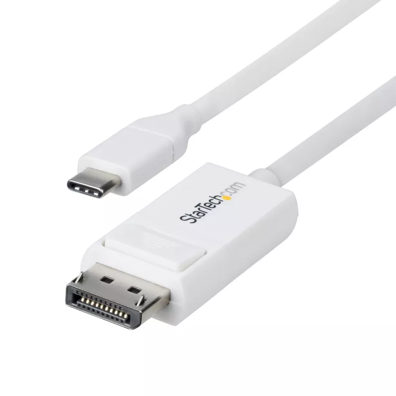 StarTech.com 6ft (2m) USB-C naar DisplayPort 1.2-kabel, bidirectioneel, 4K 60Hz, wit, videoadapterkabel voor Apple MacBook Pro / Air M1 M2 M3 M4, Mac Mini / Studio, Thunderbolt-compatibel