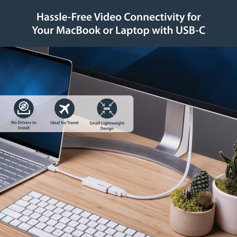 StarTech.com USB-C naar HDMI-adapter - wit - 4K 60Hz, USB Type-C, HDMI-uitgang, 3840 x 2160 pixels