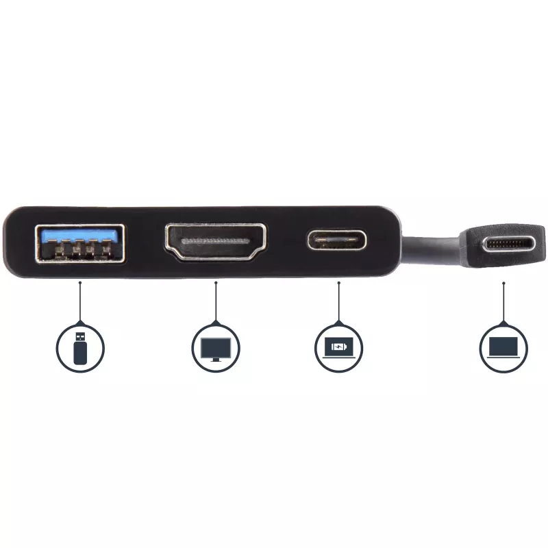 StarTech.com USB-C multiport-adapter met HDMI – USB 3.0-poort – 60W PD – zwart