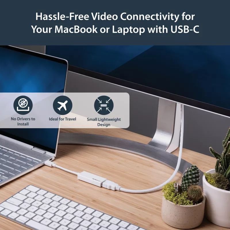 StarTech.com USB-C naar HDMI-adapter met 4K 30Hz - wit, USB Type-C, HDMI-uitgang, 3840 x 2160 pixels
