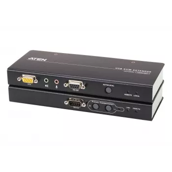 ATEN USB VGA KVM-extender met audio en RS-232 (200 m), zender & ontvanger, bedraad, 200 m, Cat5, 1920 x 1200 pixels, drukknoppen