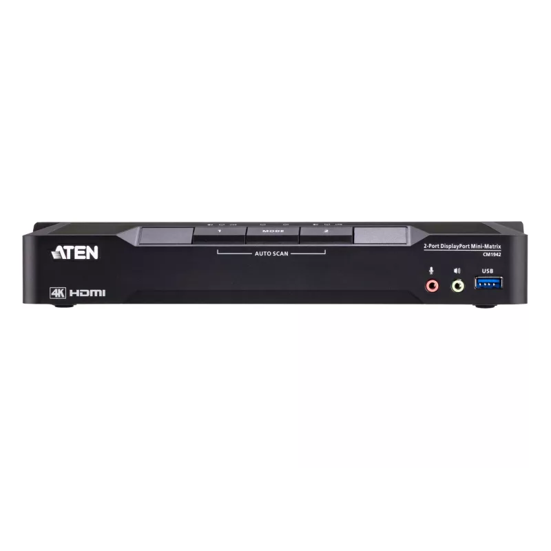 ATEN 2-poorts 4K DisplayPort dual-display mini-matrix Boundless KVM-switch