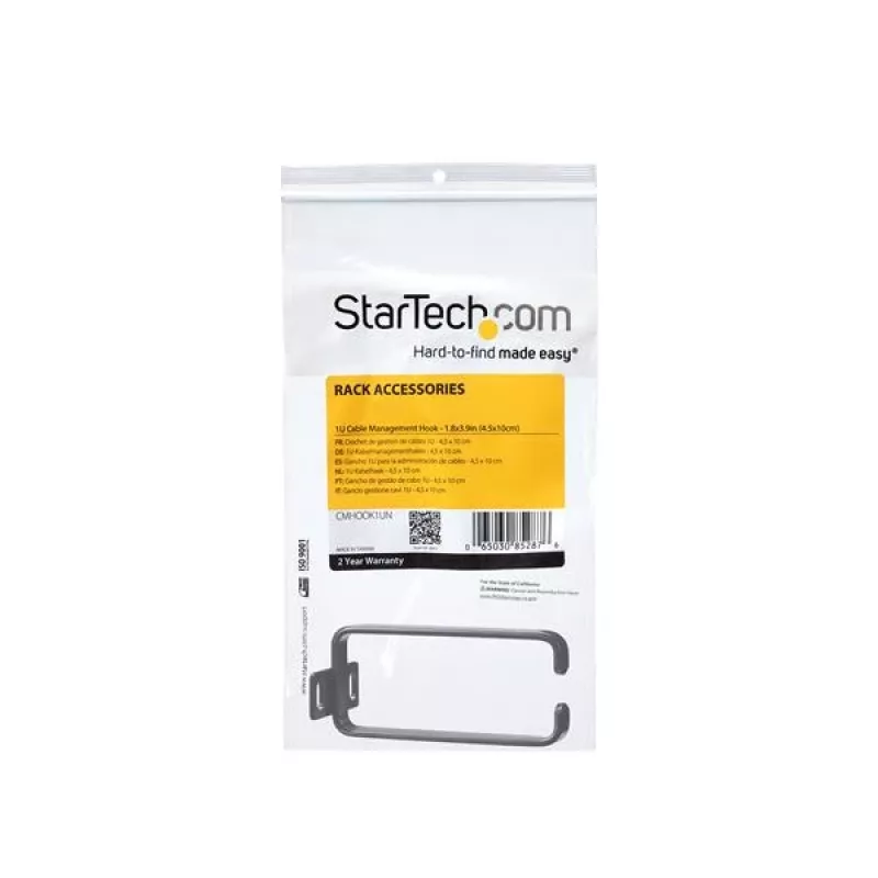 StarTech.com 1U verticale serverrack kabelmanagement D-ring haak – 4,5 x 10 cm (1,8 x 3,9 inch)