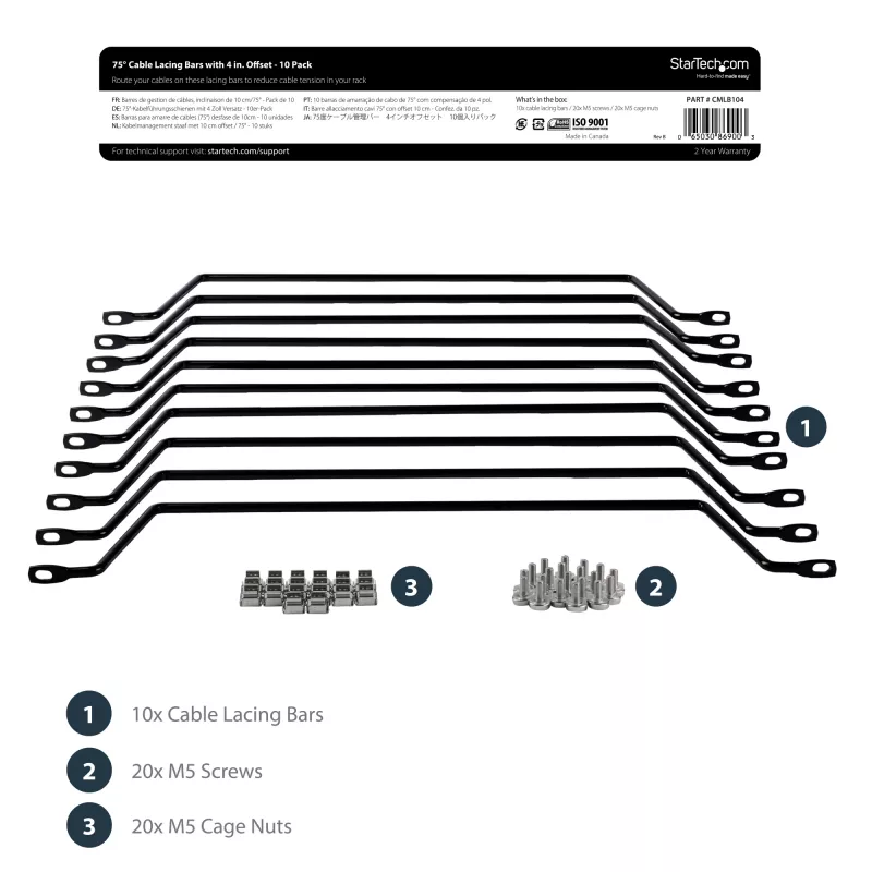 StarTech.com horizontale kabelgeleidingsbeugels met 10,2 cm offset voor racks – 10-pack