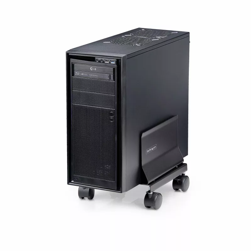 StarTech.com computertorenwagen, rolbare mobiele CPU-caddy op wielen (rollen), max. belasting 21 kg, verstelbare pc-behuizinghouder, desktopvloerstandaard, stalen dolly