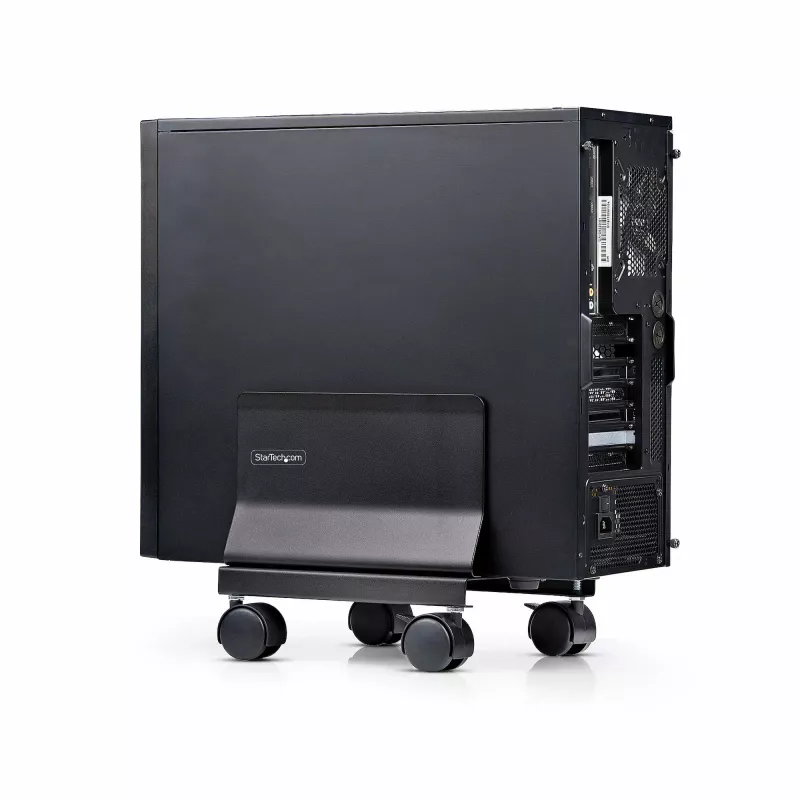 StarTech.com computertorenwagen, rolbare mobiele CPU-caddy op wielen (rollen), max. belasting 21 kg, verstelbare pc-behuizinghouder, desktopvloerstandaard, stalen dolly