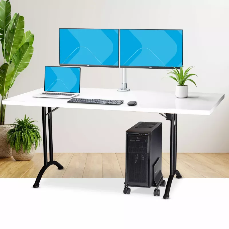 StarTech.com computertorenwagen, rolbare mobiele CPU-caddy op wielen (rollen), max. belasting 21 kg, verstelbare pc-behuizinghouder, desktopvloerstandaard, stalen dolly