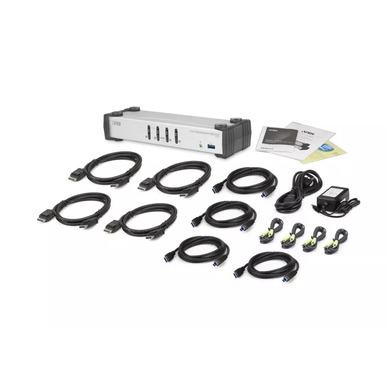 ATEN 4-poorts USB 3.1 Gen 1 DisplayPort 1.1 KVMP™-switch met luidspreker (KVM-kabel meegeleverd)
