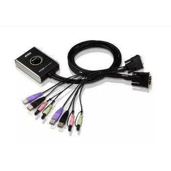 ATEN 2-poorts USB DVI KVM-switch met audio, 1920 x 1200 pixels, WUXGA, 1,9 W, zwart