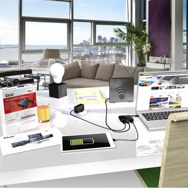 CLUB3D USB Type-C naar Ethernet + USB 3.0 + USB Type-C laad-mini-dock