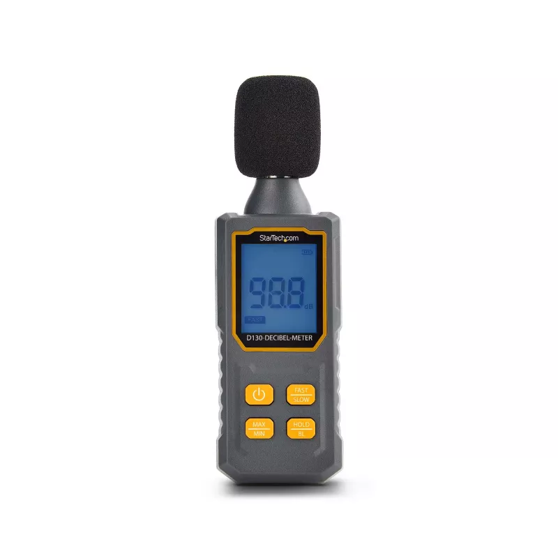 StarTech.com draagbare digitale geluidsniveaumeter met groot lcd, geluids-/decibelmeter voor serverruimte/kantoor, audiomonitor, 30-130 dBA bereik, nauwkeurige min-/max-waarden