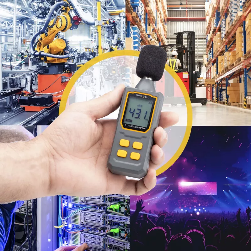StarTech.com draagbare digitale geluidsniveaumeter met groot lcd, geluids-/decibelmeter voor serverruimte/kantoor, audiomonitor, 30-130 dBA bereik, nauwkeurige min-/max-waarden
