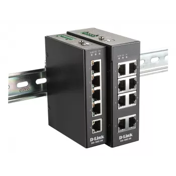 D-Link 8-poorts unmanaged industriële switch met 8 x 10/100 BaseT(X)-poorten