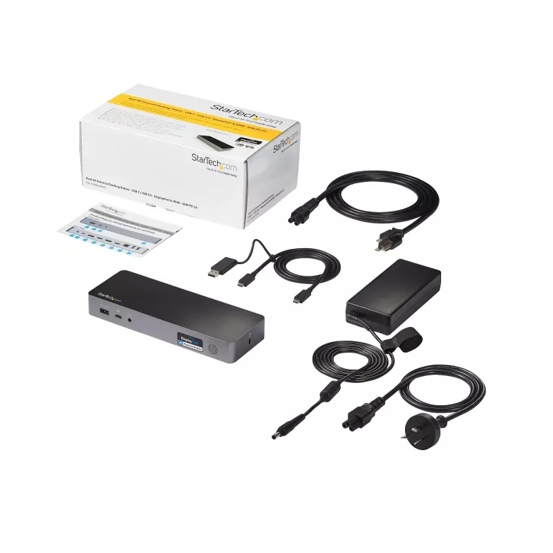 StarTech.com universele laptop-dockingstation, hybride USB-C & USB-A dock, dual 4K DP & HDMI, 60W PD, Mac / Windows / Chrome OS, 4x USB 5Gbps hub, GbE
