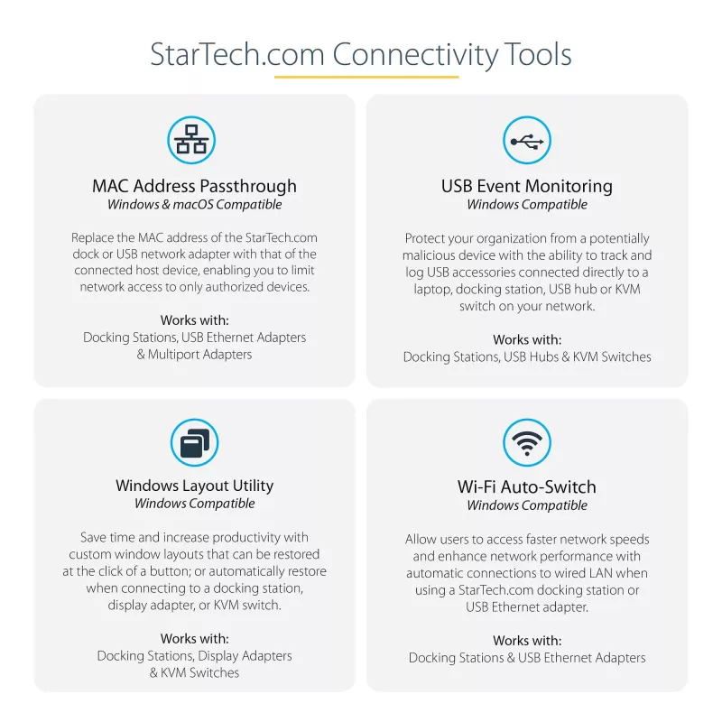 StarTech.com universele laptop-dockingstation, hybride USB-C & USB-A dock, dual 4K DP & HDMI, 60W PD, Mac / Windows / Chrome OS, 4x USB 5Gbps hub, GbE