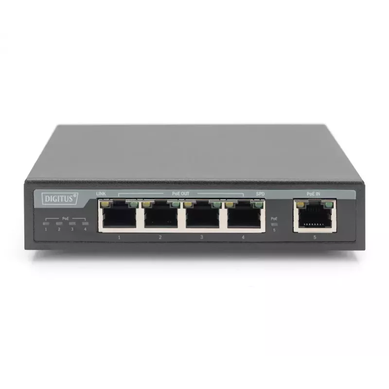 Digitus 4-poorts Gigabit 4PPoE extender 802.3at 60W zwart