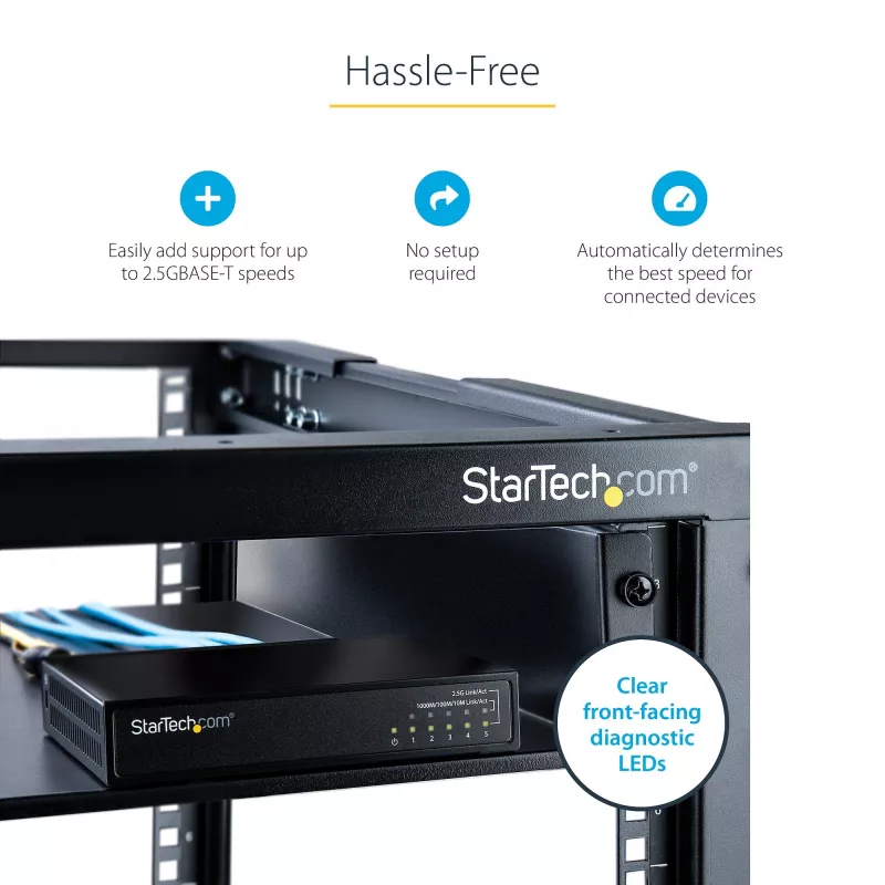 StarTech.com unmanaged 2.5G switch – 5-poorts gigabit switch – 2.5GBASE-T unmanaged ethernet switch – ethernet splitter – DIN-rail- of wandmontage – multi-gigabit – auto-MDIX – 9K jumbo