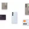 Cover Samsung Galaxy S24+ lichtblauw monochromatisch tafelstandaard