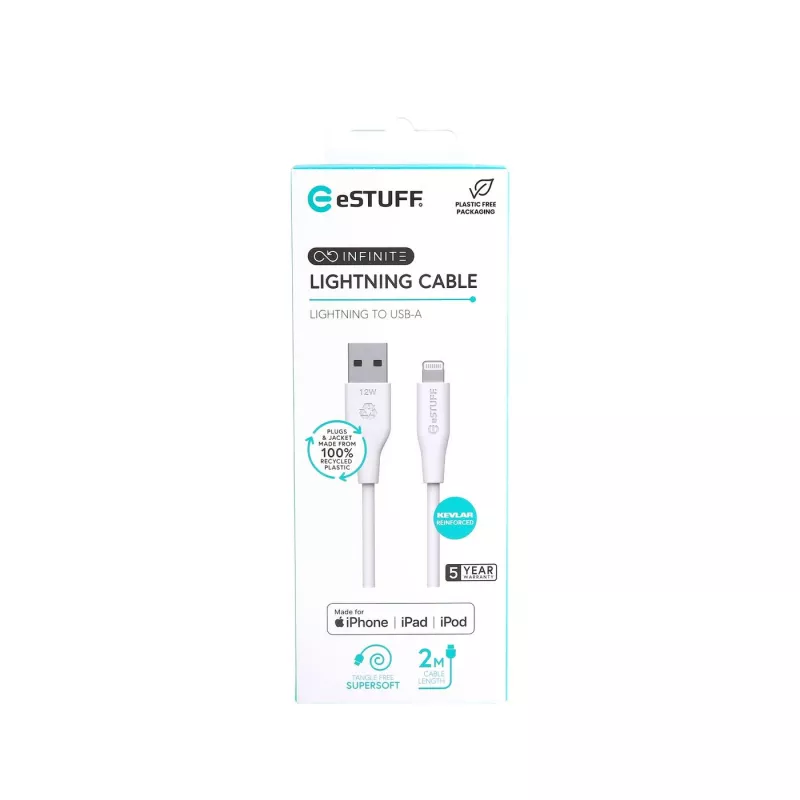 Lightning-kabel eSTUFF ES601270 2 m wit 2,4 A