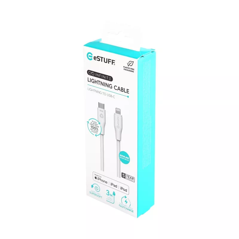 Lightning-kabel eSTUFF ES602370 3m USB-C 2,4A 5V