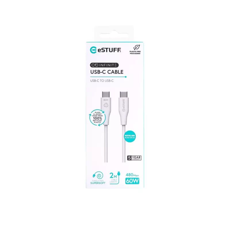 USB-kabel eSTUFF ES604270 2 m USB-C wit USB 2.0 0,48 Gbit/s