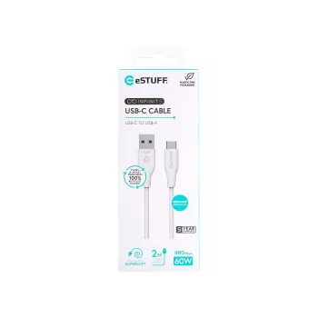 eSTUFF ES605270 USB-kabel USB 2.0 2 m USB-C USB-A wit