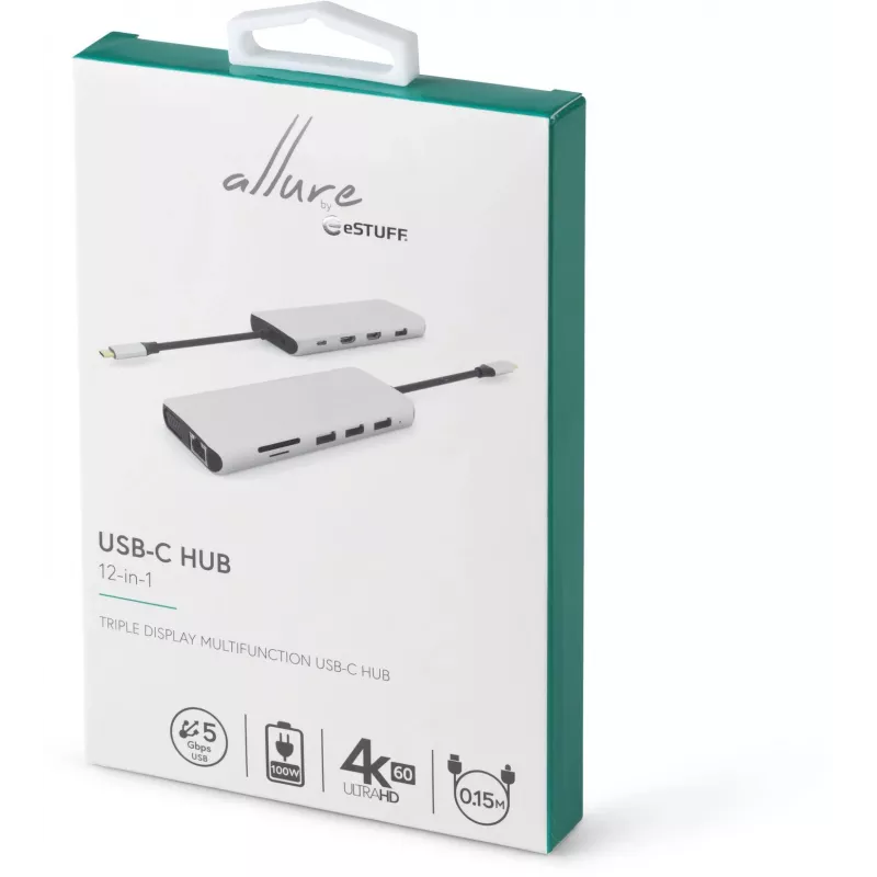 eSTUFF ES623009 interface-hub USB 3.2 Gen 1 (3.1 Gen 1) Type-C 5000 Mbit/s grijs